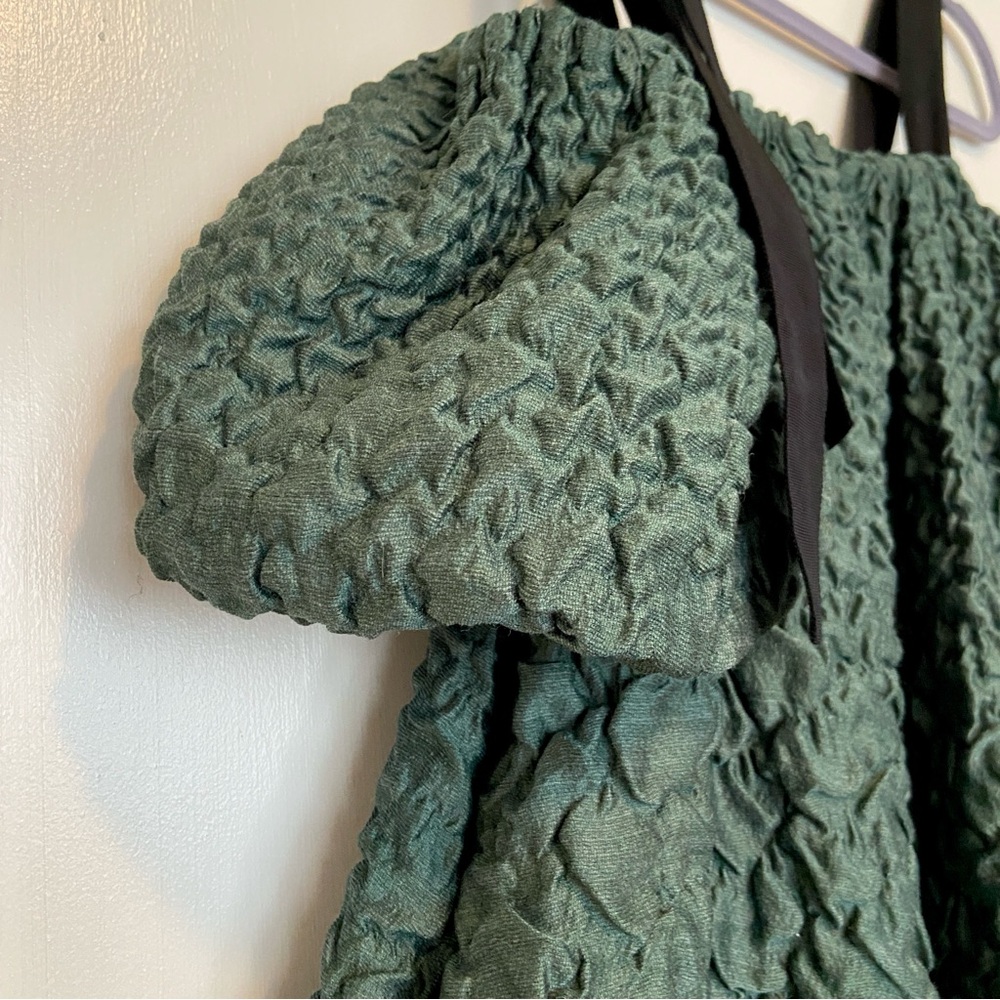 $1,600 Ulla Johnson Runway Francoise Green Wool Silk Smocked Gown - Picture 6 of 14